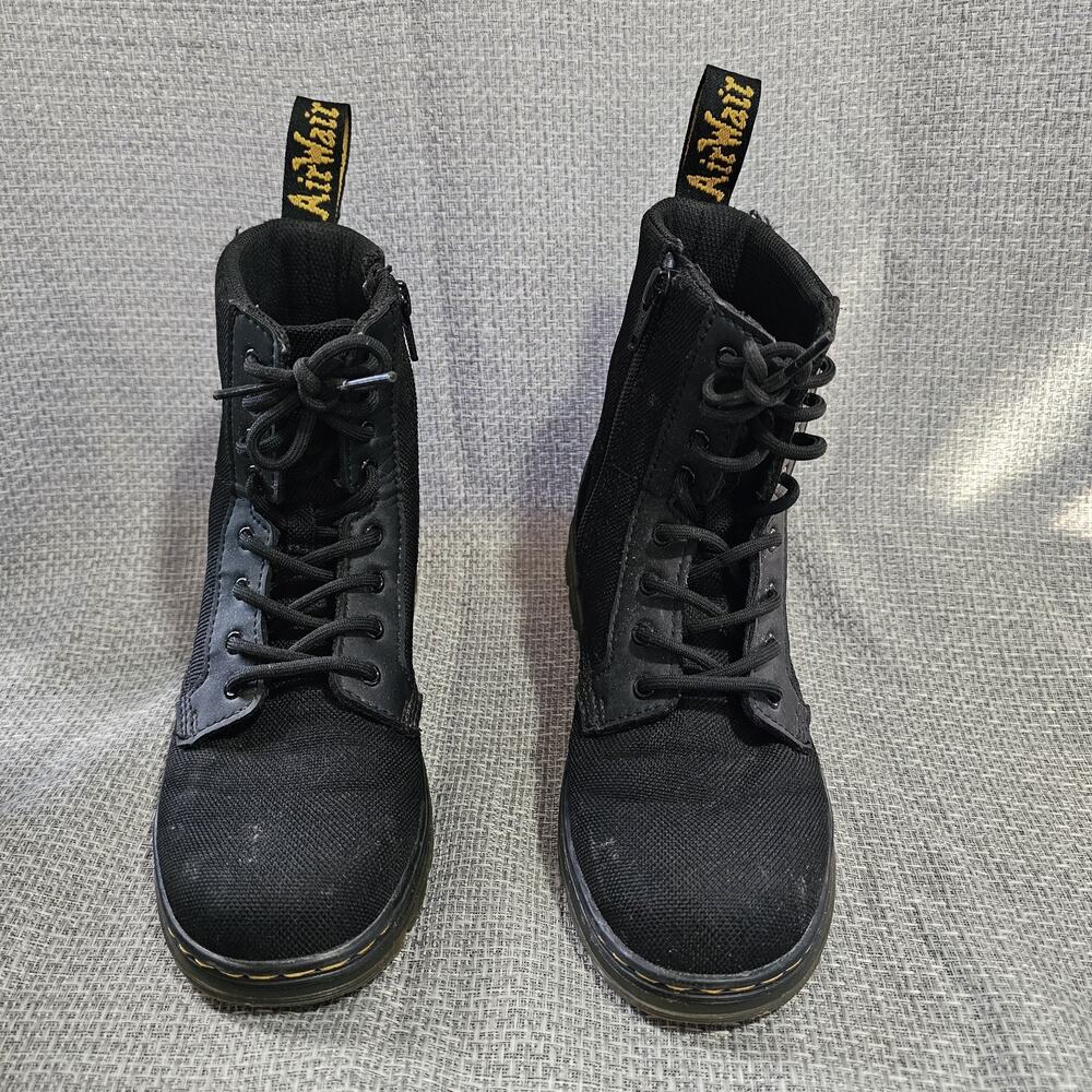 Doc Dr. Martens Kids Girls Sz 3 Black Lace Up Boots Side Zip Air Wair Combs J